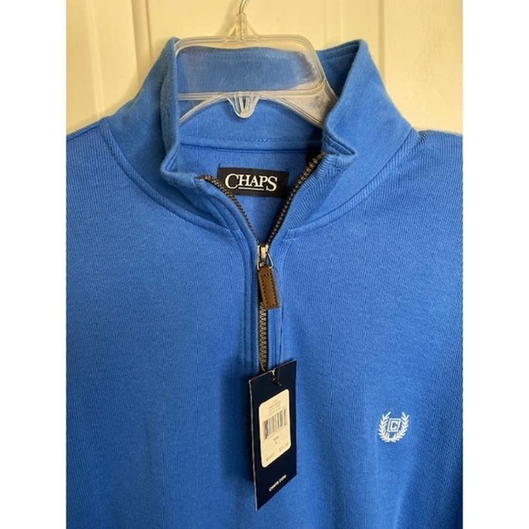 Chaps Men's 1/4 Zip Blue Long Sleeve Top NWTs - Picture 3 of 5